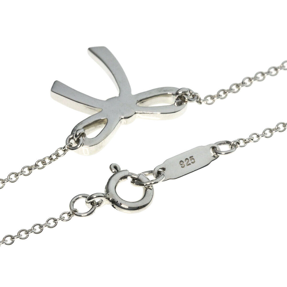 Tiffany Co bow ribbon necklace silver